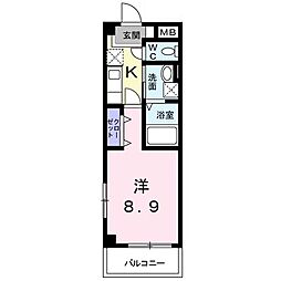 ボヌールS 1Kの間取図画像