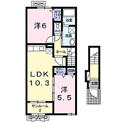 サウスT.S1 2LDKの間取図画像