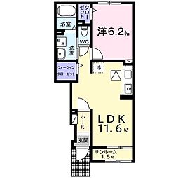メゾン・ド・リュミエールI 1LDKの間取図画像