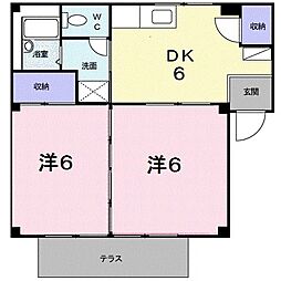 メゾンアンシャンテ 2DKの間取図画像