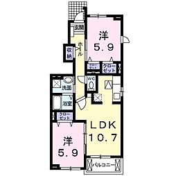 カーサアルバA 2LDKの間取図画像