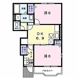 ニアパークA 2DKの間取図画像