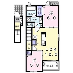 グリーンヒルズ古御堂F 2LDKの間取図画像
