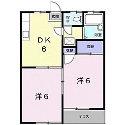 コーポマエヤシキ 2DKの間取図画像