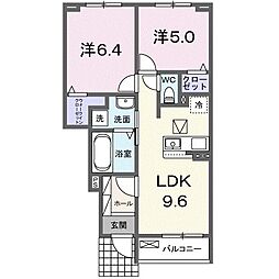 サンセットコースト弐番館 1階2LDKの間取り