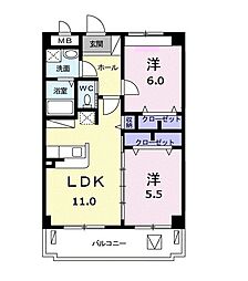 カーサダ・ヴィンチ 2LDKの間取図画像