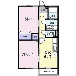 パルシェハイム21 2DKの間取図画像