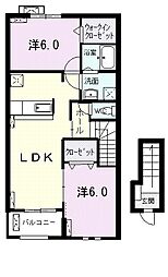 クラール・モデッサ 2LDKの間取図画像