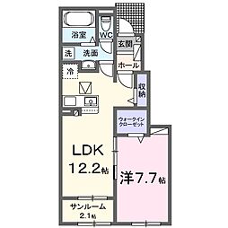 ティーフェス・フェルト 1階1LDKの間取り