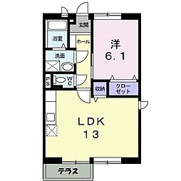 セピアコート 1LDKの間取図画像