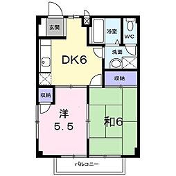 シャルマンヒルズK 2DKの間取図画像