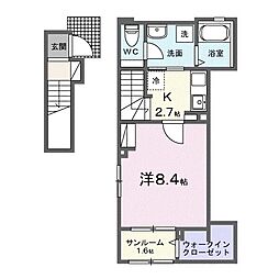 グランハイム1 1Kの間取図画像