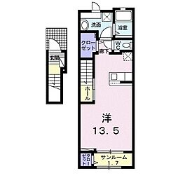 ルノ 2階ワンルームの間取り