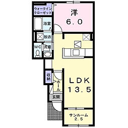 サニーレジデンスH 1LDKの間取図画像