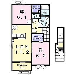 ドメーヌ・K 2LDKの間取図画像