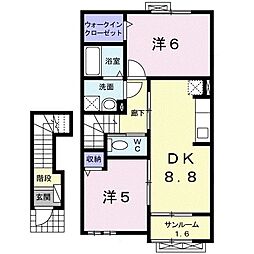 バーベナ 2DKの間取図画像