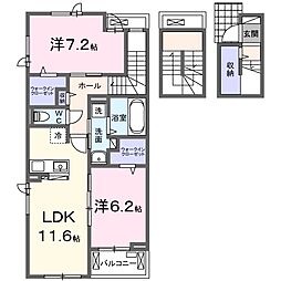 リバーサイドハウス 2LDKの間取図画像