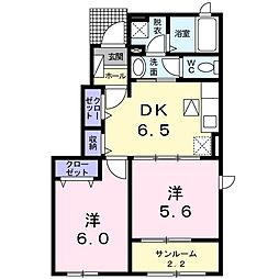 フラン・ヴィラージュ 2DKの間取図画像
