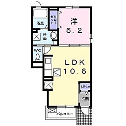 エスポワールII 1階1LDKの間取り