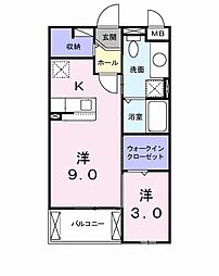 サンハウス志家 1LDKの間取図画像