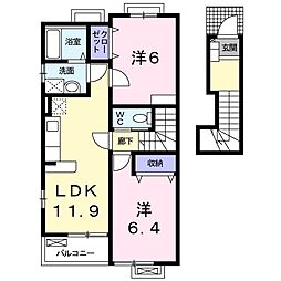 リヴァンスＢ 2階2LDKの間取り