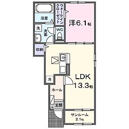 シャ・ラ・ラ 1LDKの間取図画像