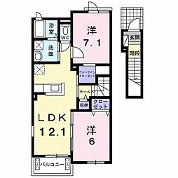 ジャンプレッソB 2LDKの間取図画像