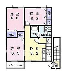 コートヤード三橋公園A 3DKの間取図画像