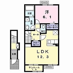 モデルノメゾン3 1LDKの間取図画像