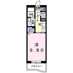 プロムナードベル 1Kの間取図画像