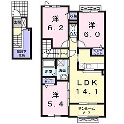 ハッピーフィールドあじさい館 3LDKの間取図画像