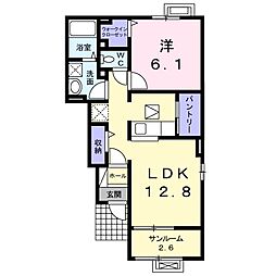 ニューバンブス2B 1LDKの間取図画像