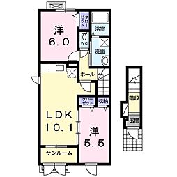 ジョイフル・トキワ 2LDKの間取図画像