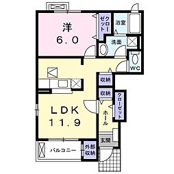グレイナＣ 1階1LDKの間取り