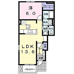 クラールリヴァー1 1LDKの間取図画像