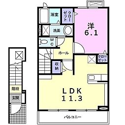 クロスローズ 1LDKの間取図画像
