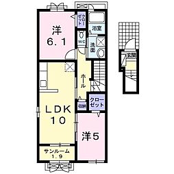 ラ・フォーレS 2LDKの間取図画像