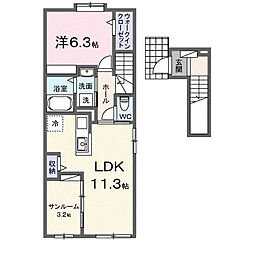 ガジュマル 1LDKの間取図画像