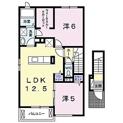 リベルテ1 2LDKの間取図画像