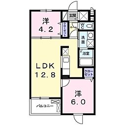 コート・デ・ラ・ヴィレットW棟 2LDKの間取図画像