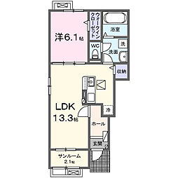 プランタンコートVI 1LDKの間取図画像