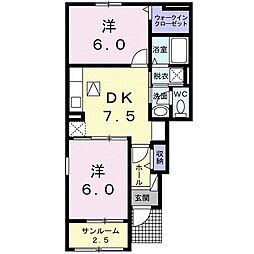エタニエル・ベース2 2DKの間取図画像