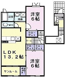 ディアコート川崎 2LDKの間取図画像