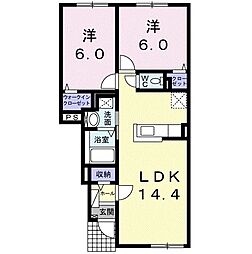 ピアチェーレ明日風1 2LDKの間取図画像