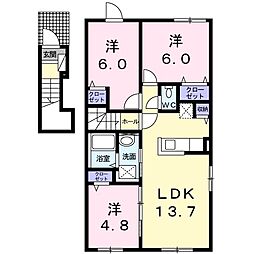 プープリエ 3LDKの間取図画像