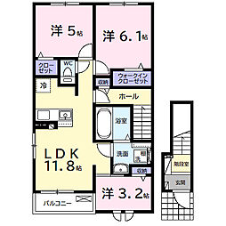 アクアヴィラ B 3LDKの間取図画像