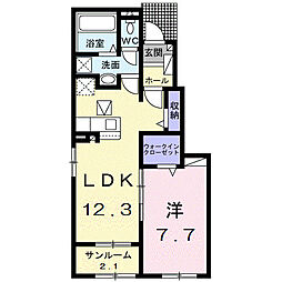 クーロンヌI 1LDKの間取図画像