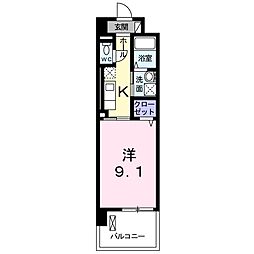 レギオン 1Kの間取図画像