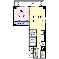 ラフレシール・同心 1LDKの間取図画像