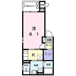 ウイングコート吉野 1Kの間取図画像